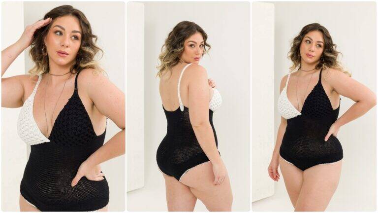 Body de Crochê Bicolor: Elegância e Charme que Encantam!