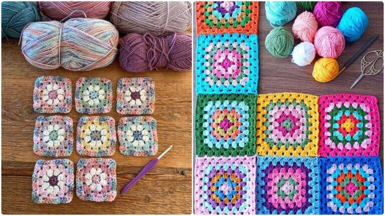 15 Squares de Crochê Coloridos: Transforme com Cor e Charme!