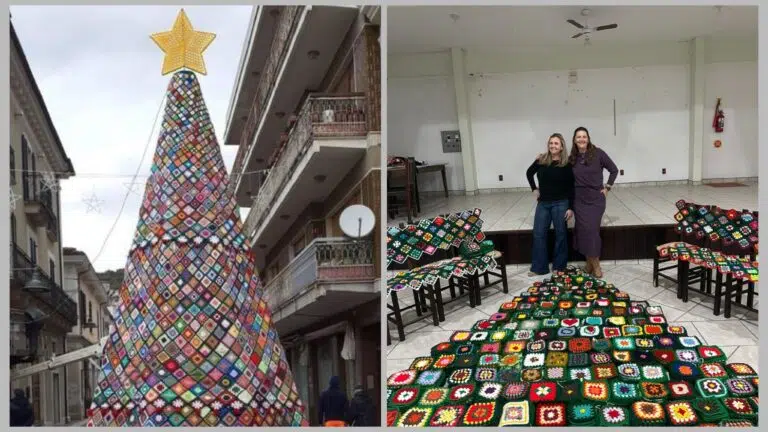 Maior árvore de Natal de crochê do Brasil encanta em Santa Catarina com apoio da Lei Rouanet