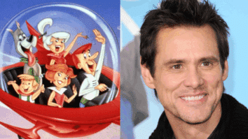 Montagem com os personagens da clássica animação Os Jetsons (à esquerda) e o ator Jim Carrey (à direita), cotado para o papel de George Jetson em possível adaptação live-action.