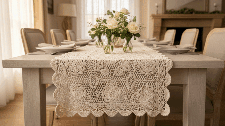 Estes caminhos de mesa em crochê lindíssimos com gráficos são perfeitos para você!
