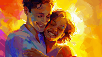 Ilustração gerada por IA de um casal com autoestima saudável, afetando positivamente a qualidade do relacionamento