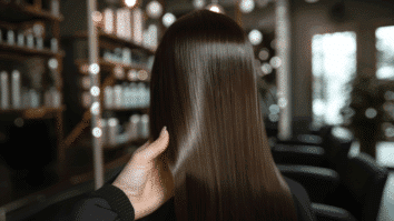 Mulher com cabelos lisos e com brilho