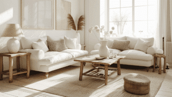 Ideia de decoração de sala seguindo a tendência do estilo escandinavo