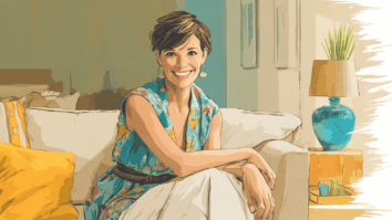 Ilustração gerada por IA de mulher por volta dos quarenta anos com uma autoestima saudável