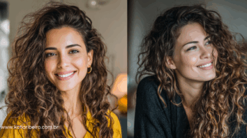 Mulheres sorrindo com cabelos cacheados