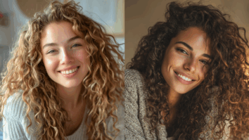 Montagem de imagens com 2 mulheres de cabelos cacheados