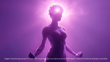 A imagem mostra a silhueta de uma mulher com postura de força e determinação, enquanto uma intensa luz irradia o cérebro — simbolizando poder interno e a reconstrução da autoestima por meio de micro-hábitos que ativam a neurociência