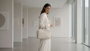 bolsa de crochê artesanal de luxo em algisticado em ambiente fashion minimalista