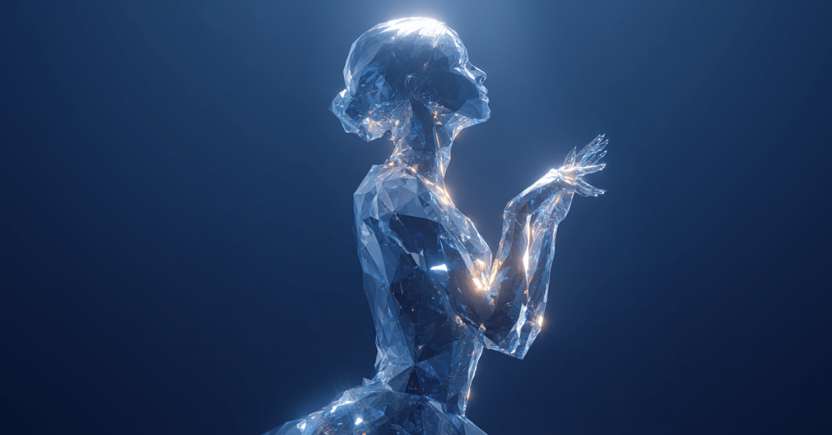 Mulher feita de diamante para simbolizar o brilho de pessoas autenticas