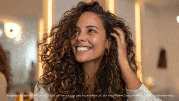 Mulher com cabelos cacheados — Imagem ilustrativa gerada por IA, criada sob licença paga para uso exclusivo do site Katia Ribeiro. Todos os direitos de utilização reservados.