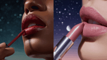 Mulheres aplicando batom nos lábios