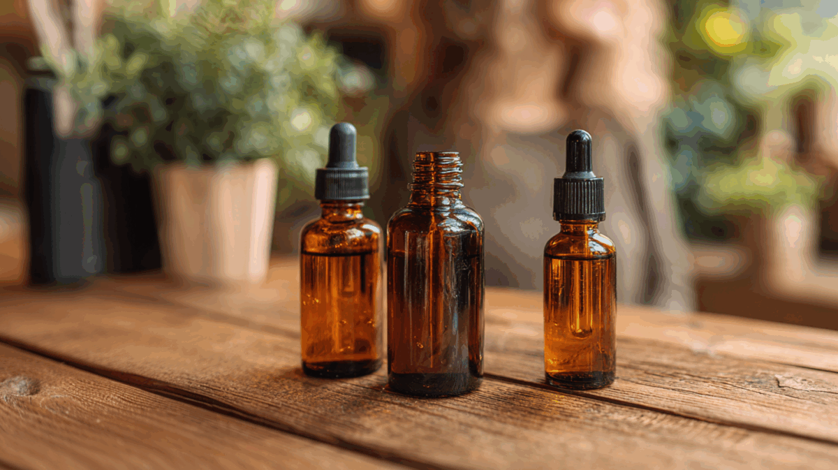 Imagem de 3 frascos de óleos capilares