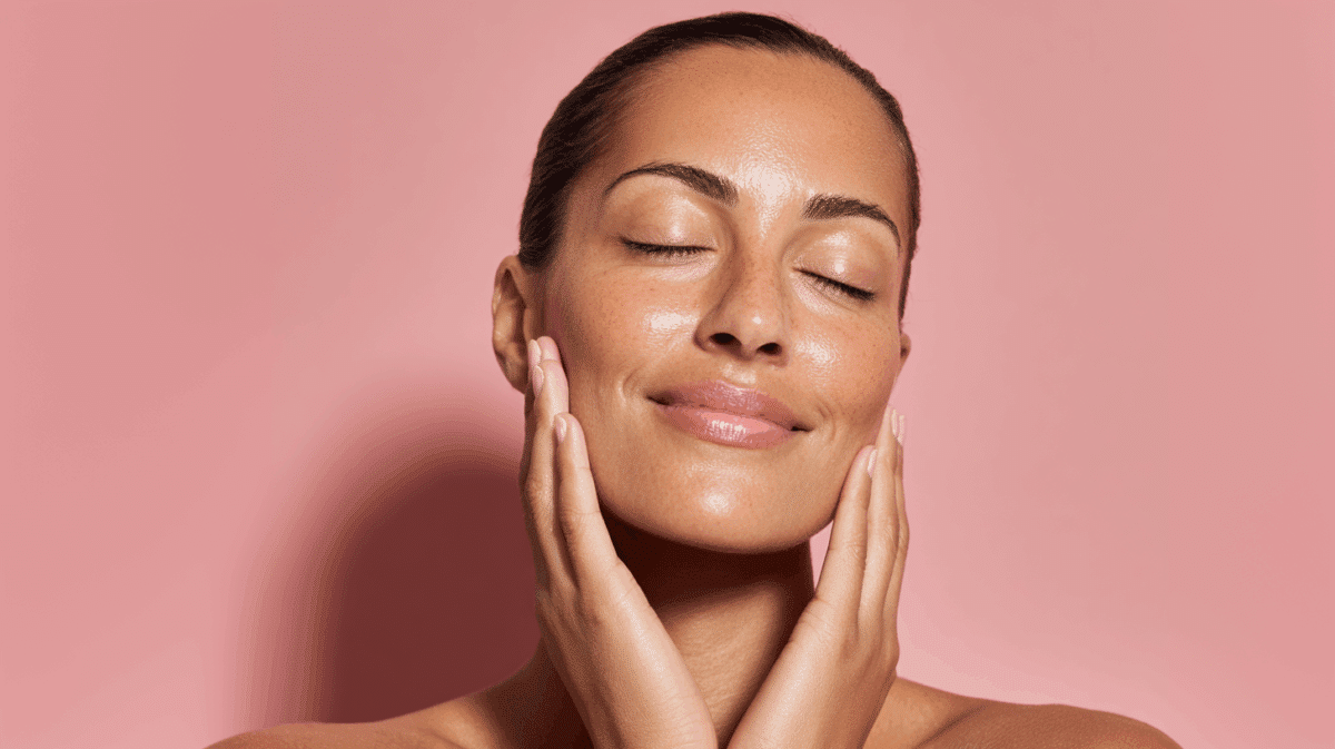 Mulher por volta dos 40 anos exibindo uma pele viçosa