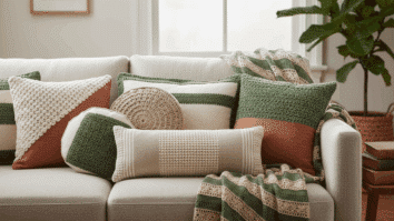 sofa almofadas croche tecido