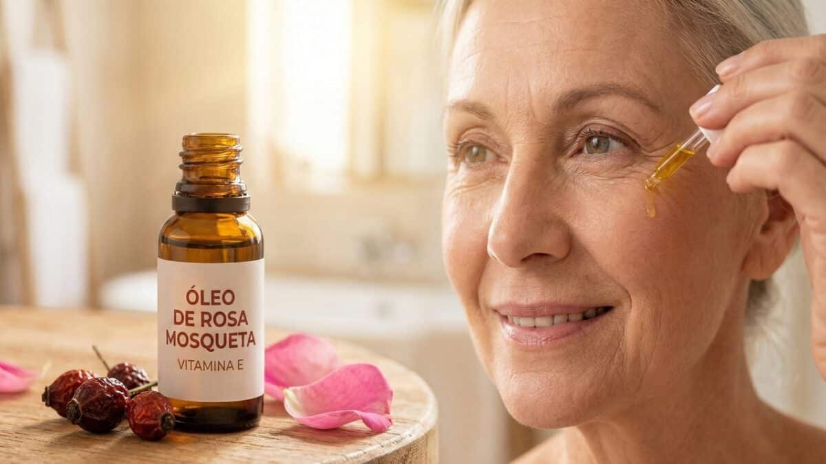 Aplicação de óleo de rosa mosqueta