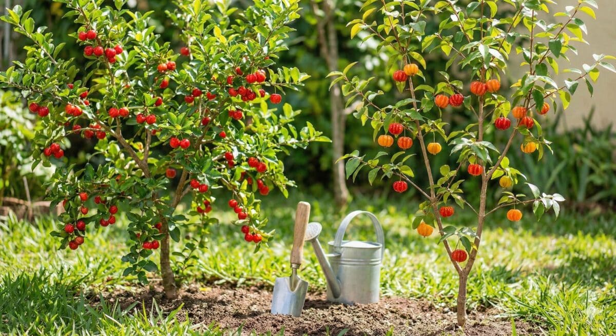 Uma árvore de pitanga e uma árvore de acerola
