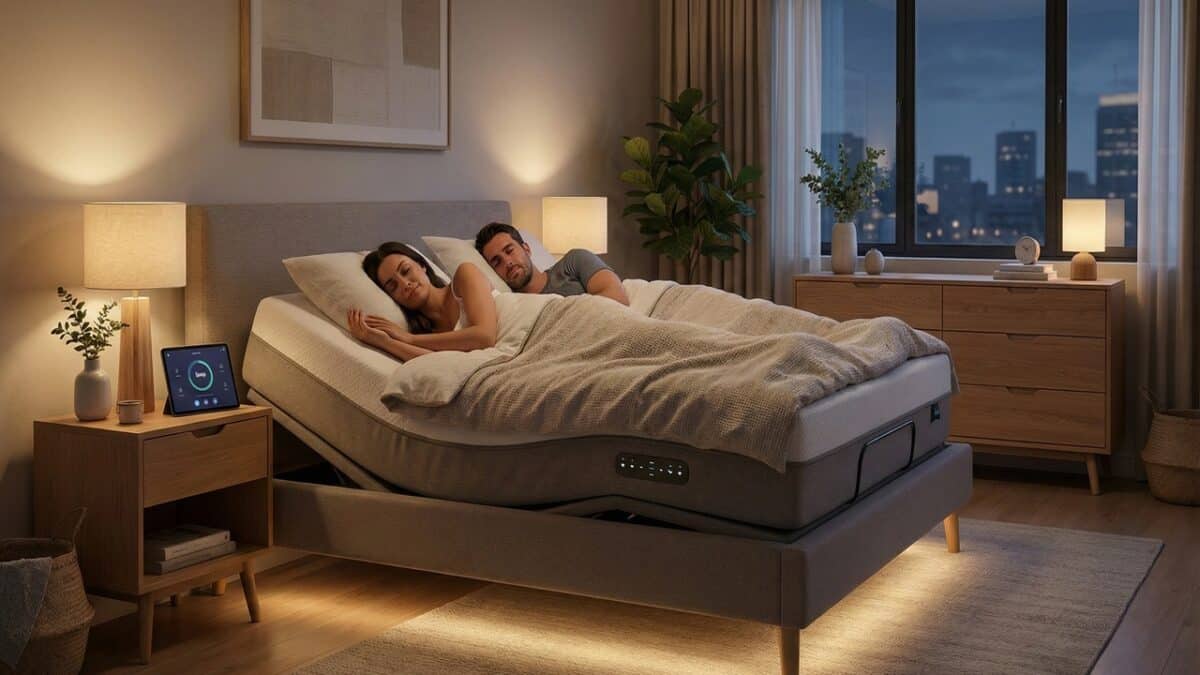 Casal dormindo tranquilo em cama smart