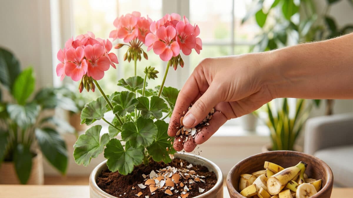 Pessoa adubando plantas em casa com ingredientes da cozinha