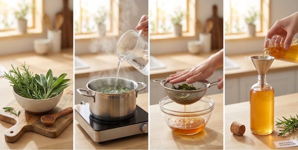 Processo de criação do shampoo de alecrim com sálvia