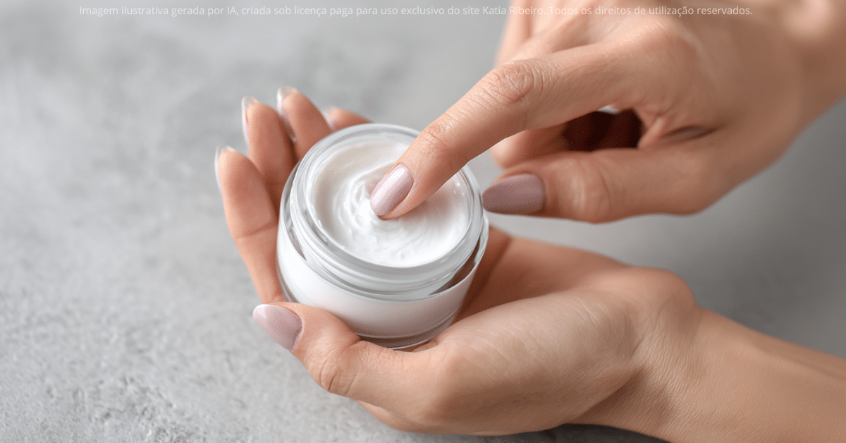 Pote de creme antissinais em uma mão, creme destinado à suavizar rugas e linhas de expressão