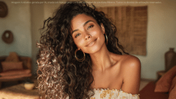 Mulher com cabelos cacheados