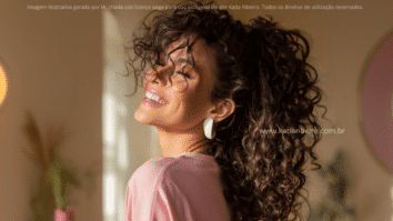 Mulher com cabelos cacheados