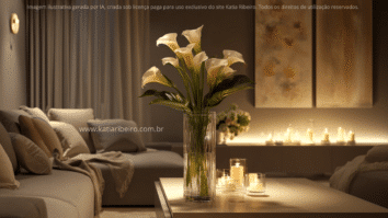 Lírio da paz complementando a decoração de uma sala