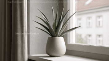 Babosa em um vaso tomando o sol da manhã (sol direto e forte por muitas horas pode queimar as folhas)