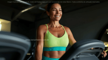 Mulher em uma esteira em uma academia