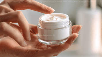 Mulher segurando um pote de creme antissinais nas mãos