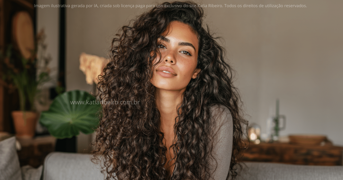 Mulher com cabelos cacheados