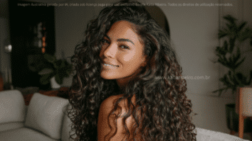 Mulher com cabelos cacheados