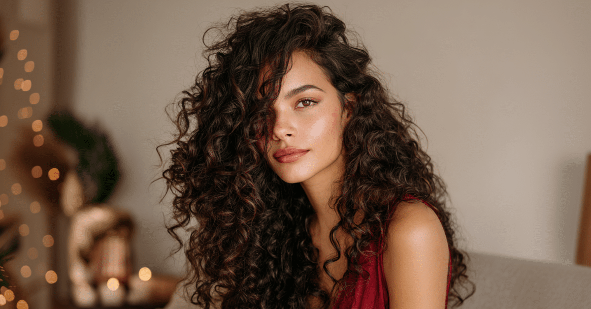 Mulher com cabelos cacheados