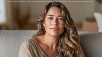 A imagem mostra uma mulher madura, serena e confiante, simbolizando como cultivar ações simples após os 40 pode fazer a autoestima florescer de dentro para fora. — Imagem