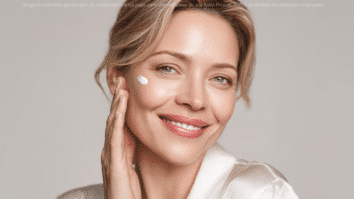 Mulher com creme aplicado sobre a pele