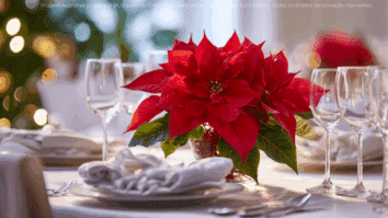 A Poinsétia como ponto central da mesa natalina, trazendo cor, elegância e o charme tradicional do Natal à decoração