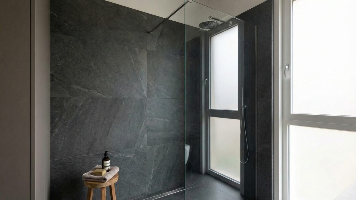 Modelo de banheiro em projeto walk in shower