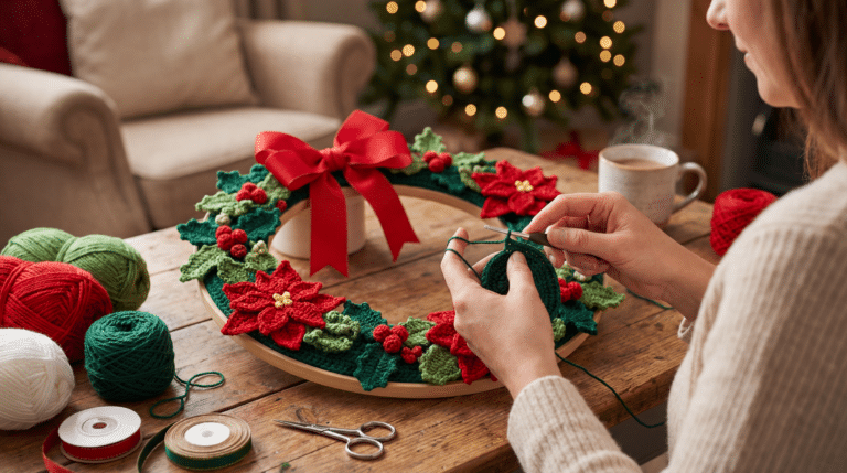 Como fazer guirlanda de Natal em crochê linda para decorar e vender