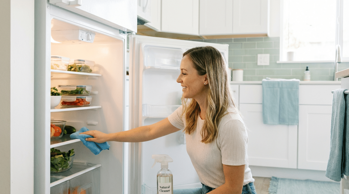 Mulher Limpando Geladeira