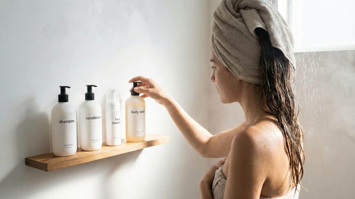 Mulher se preparando para tomar banho