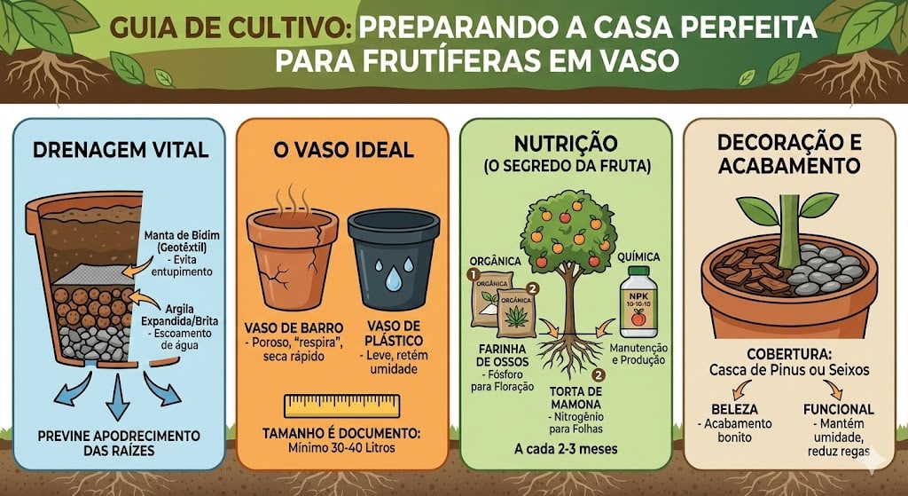 Preparação para ter plantas futíferas em casa