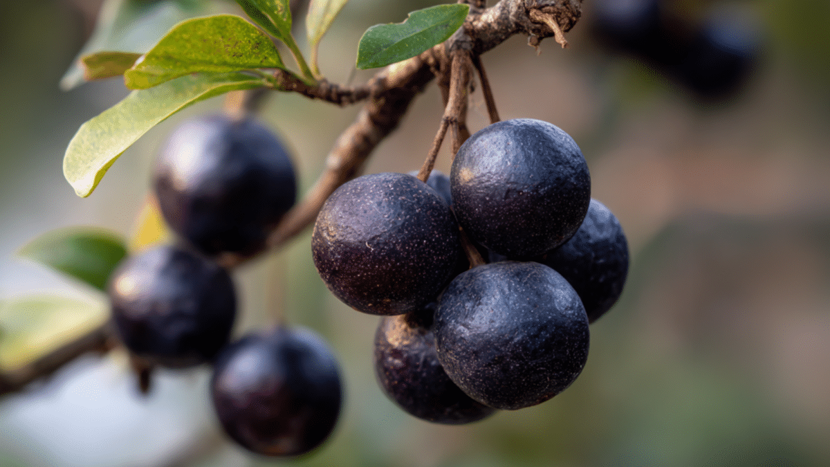 Pé de jabuticabeira com os frutos em evidencia