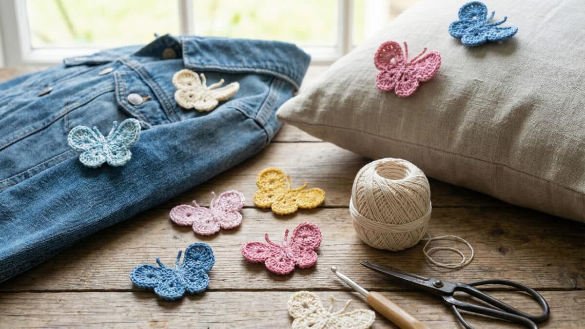 Borboletas de crochê feitas artesanalmente