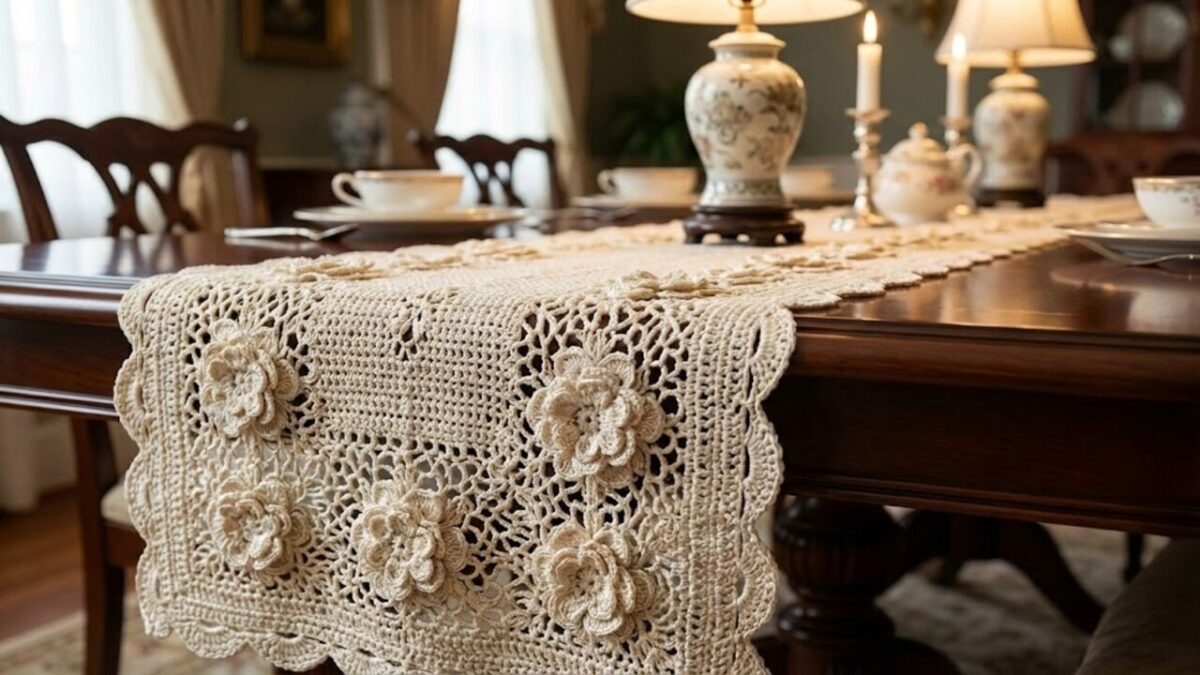 Caminhos de mesa em crochê de luxo para decorar a casa com sofisticação