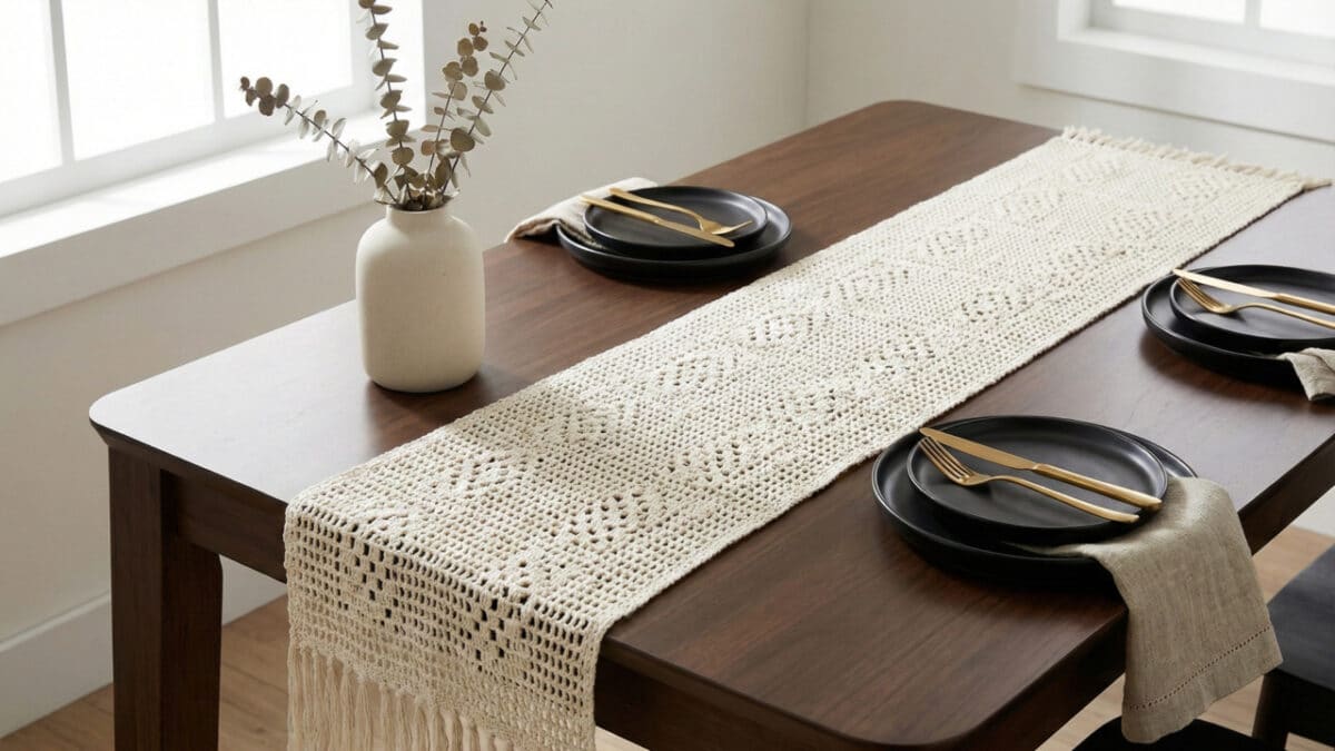 Caminho de mesa em crochê artesanal