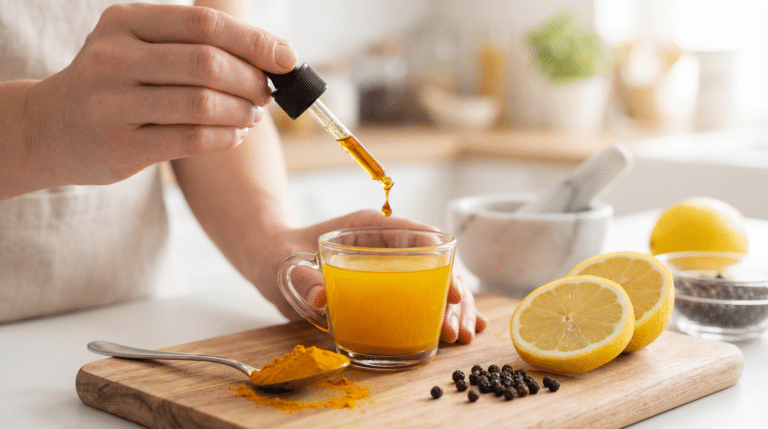 O shot de cúrcuma com própolis que virou o ritual matinal favorito para desinchar o corpo na menopausa