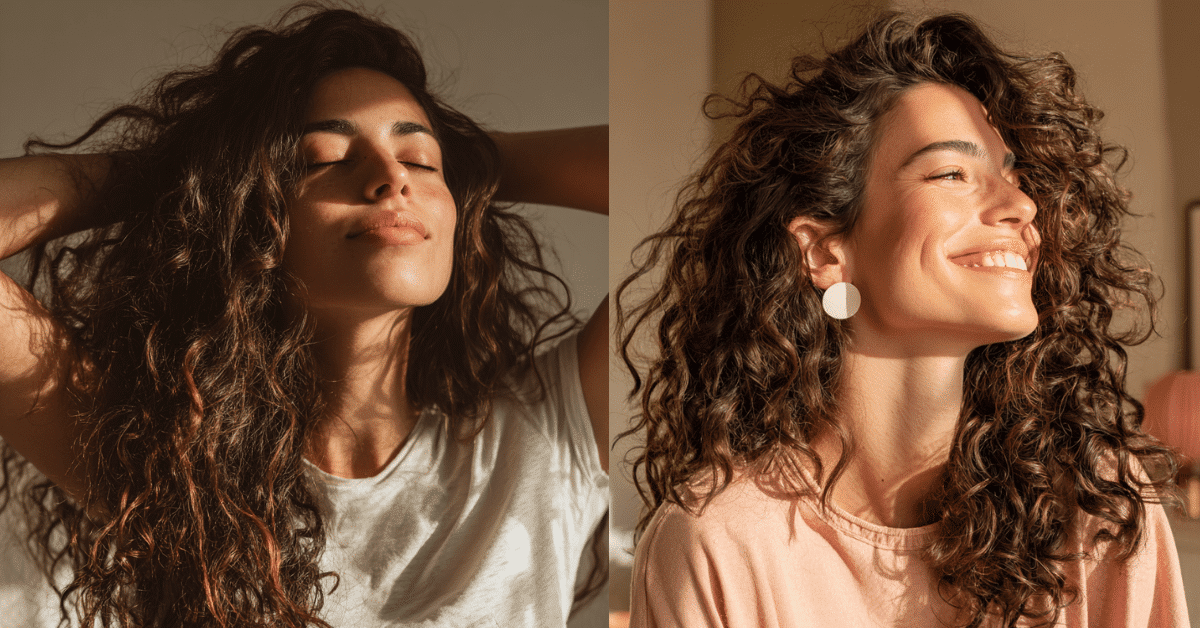 Mulheres com cabelo cacheado