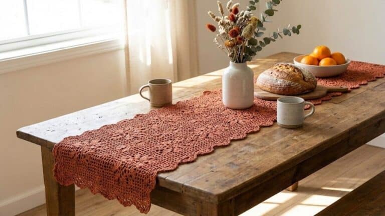 Trilhos de mesa em crochê para renovar sua decoração em 2026