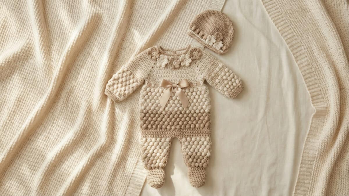 Aprenda a fazer um lindo conjunto de crochê completo para o seu bebê
